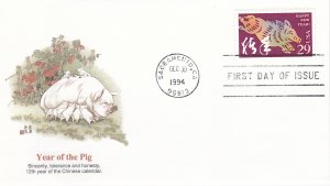 United States # 2876, New Year - Year of the Boar, Fleetwood  First Day Covers