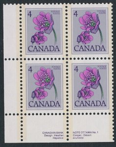 Canada 709 BL Plate Block MNH Flowers, Hepatica