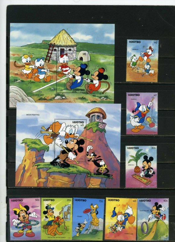 LESOTHO 1991 WALT DISNEY GAMES SET OF 8 STAMPS & 2 S/S MNH 