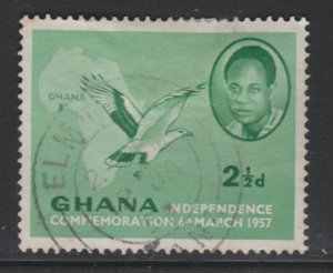 Ghana 2 Kwame Nkrumah, Map and Palm-nut Vulture 1957