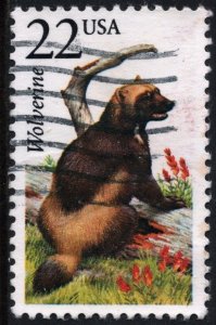 SC#2327 22¢ North American Wildlife: Wolverine (1987) Used