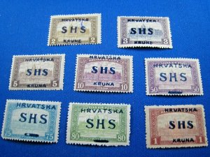 YUGOSLAVIA 1918  (Croatia & Slavonia)  -  SCOTT # 2L16-2L23  COMPLETE SET   MH