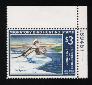 EXCELLENT GENUINE SCOTT #RW34 VF-XF MINT OG NH DUCK STAMP PNS PLATE #169457