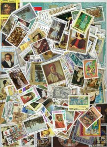 Worldwide Collection of 500 Different Stamps depicting Famous Paintings