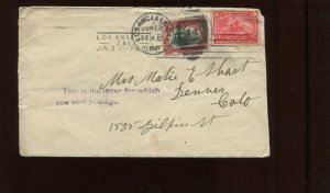 R164 BATTLESHIP REVENUE STAMP  ILLEGAL USE ON 1901 COVER (CV 90)