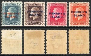 Penrhyn 1917-20 SG.24/7 set of 4 mixed perfs mint cat 32 pounds