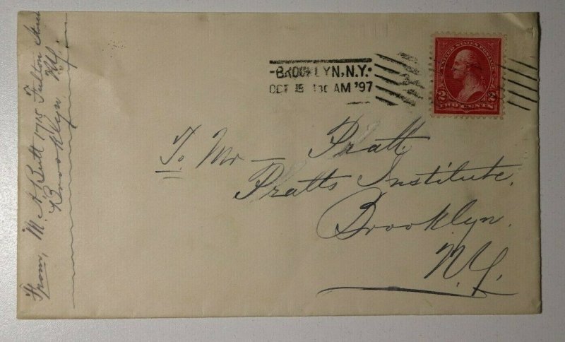 US Sc#279B Used On Cover 1897 Brooklyn NY Machine Cancel VF 4 Margins 