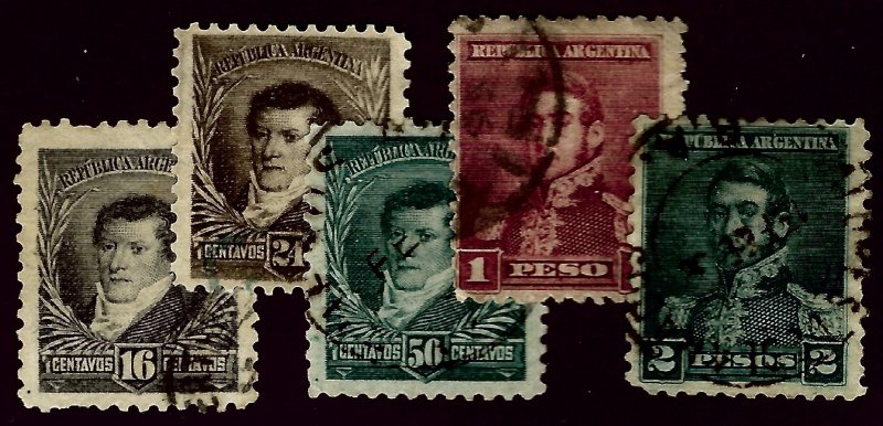 Argentina #100-104 Used F-VF most hr...Worth a Close Look!