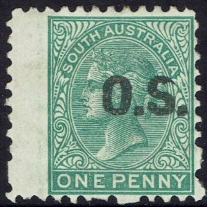 SOUTH AUSTRALIA 1874 QV OS 1D WMK NARROW CROWN/SA PERF 10 TYPE I OVERPRINT 