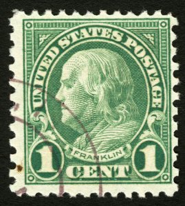 #578 1c Green 1923 Perf 11x10 19-3/4 x 22-1/4 mm Rare Used