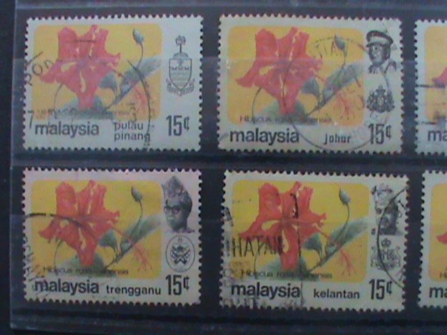 ​MALAYSIA-1979 -MILITARY-SULTAN FLOWERS USED 12 STAMPS-#M36 -VERY FINE