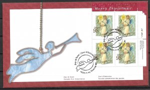 1999 Canada 1817 95c Christmas Angel PB4 FDC