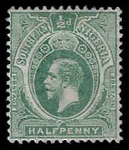 Southern Nigeria #45 Used LH; 1/2p King George V (1912)