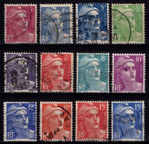 France 1947-51 Marianne Definitives, new values, Part Set [Used]