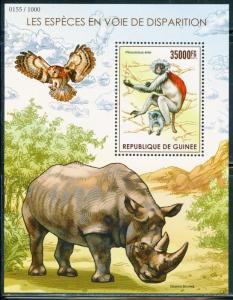 GUINEA 2015 ENDANGERED SPECIES  SHEET MINT NEVER HINGED