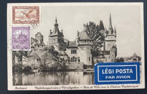 1931 Budapest Hungary RPPC postcard Airmail Cover To Vienna Austria Castle View