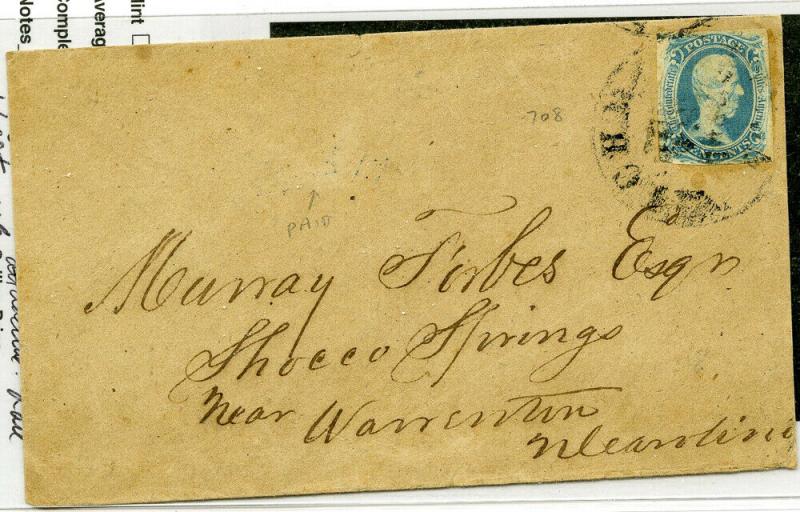 Confederate CSA Stamps # 9 Used on Cover Rare Scott Value $1,600.00