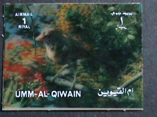 UMM AL QIWAIN STAMP-COLORFUL 3D STAMP-SINGING BIRD- MINT STAMP- VERY FINE