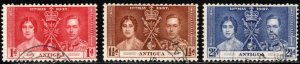 1937 Antigua Scott #- 81-83 Coronation King George VI & Queen Elizabeth Set/3