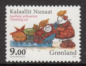 Greenland MNH 2011 Scott #604 9k Parent, child with sled of presents - Christmas