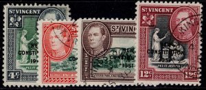 ST. VINCENT GVI SG184-187, 1951 New constitution set, VERY FINE USED. CDS