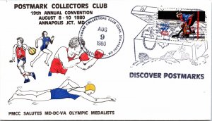 POSTMARK COLLECTORS CLUB 19th ANNUAL CONVENTION OLYMPIC MEDALISTS ANNAPOLIS 1980