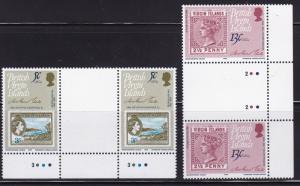 British Virgin Islands 1979 (3) Stamps on Stamps complete in Gutter Pairs VF/NH