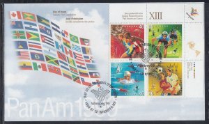 Canada Scott 1804a UR Pl Blk FDC - 1999 Pan American Games