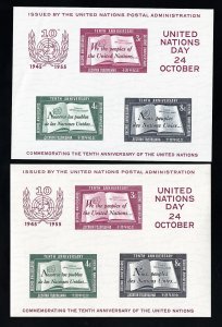 UN Stamps # 38 MNH VF Lot Of 2 Souvenir Sheets Scott Value $150.00