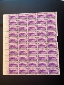 1937 3 cent Puerto Rico full Sheet of 50 Scott #801, Mint NH