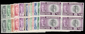 Montserrat #114-126 Cat$284.60, 1951 George VI, complete set in blocks of fou...