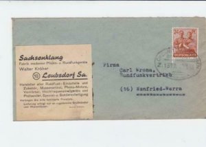 germany  1948 bahnpost railway stamps  cover ref r14226