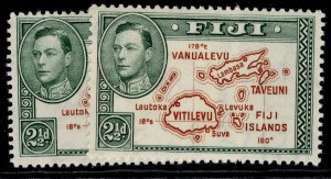 FIJI GVI SG256 + 256b, 2½d PERF VARIETIES, NH MINT.