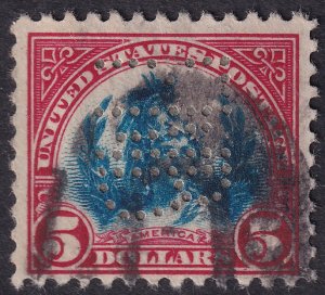 #573 Used, F-VF, Perfin (CV $15 - ID34827) - Joseph Luft