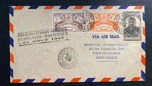 1947 Pointe A Pitre Guadeloupe First Day Airmail Cover  FDC To Martinique
