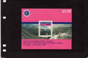 1988 New Zealand - NZ Philatelic Exhibition souvenir sheet #906a Mountain scene 