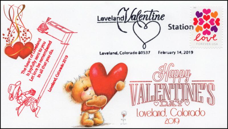 19-019, 2019, Valentines Day, Pictorial Postmark, event, Loveland CO