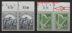 Germany Berlin/BRD 1950, Pairs Music, Numbered Tabs,Sc # 9NB4-N9B5,VF MNH** €400