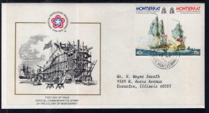 Montserrat 361a Sailing Ships Typed FDC