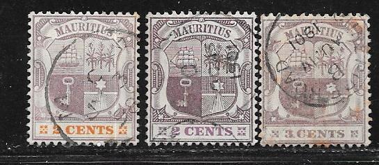 Mauritius #92-94  (U)  CV $1.10