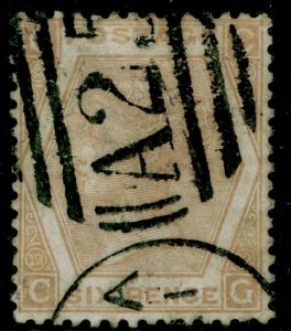 SG123, 6d pale buff plate 12, USED. Cat £325. A25 MALTA. CG