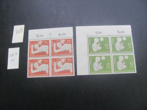 GERMANY 1956 MNH MI. 232-233 MARGIN BLOCK/PB  SET XF (263) ALL MARGIN #s OR CM