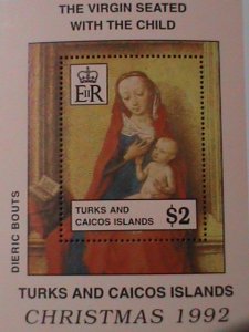 ​TURKS & CAIOS-1992-CHRISTMAS SHEET-VIRGIN & THE CHILD MINT S/S VERY FINE