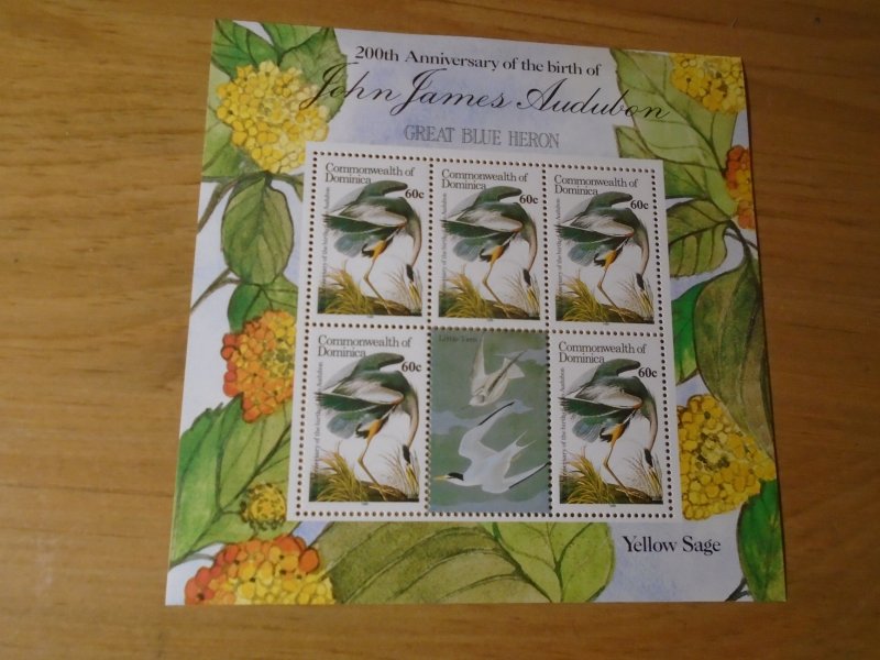 Dominica   Birds  J J  Audubon  #  966  Mini Sheet