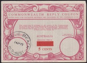 AUSTRALIA 1970 4c Commonwealth Reply Coupon - overprinted 5c...............D6141