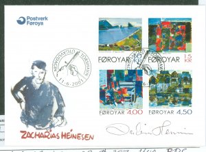 Faroe Islands 397-400 FDC signed by designer Zacharias Heinesen