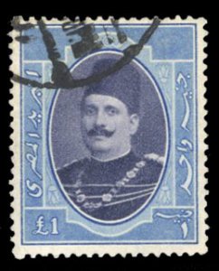 Egypt #103 Cat$27.50, 1924 £1 ultramarine and dark violet, used