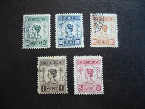 Stamps - Netherlands Indies - Scott# 131-134,136- Used Part Set of 5 Stamps