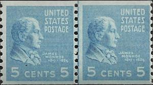 # 845 MNH - Line Pair - SCV-27.50 - JAMES MONROE 