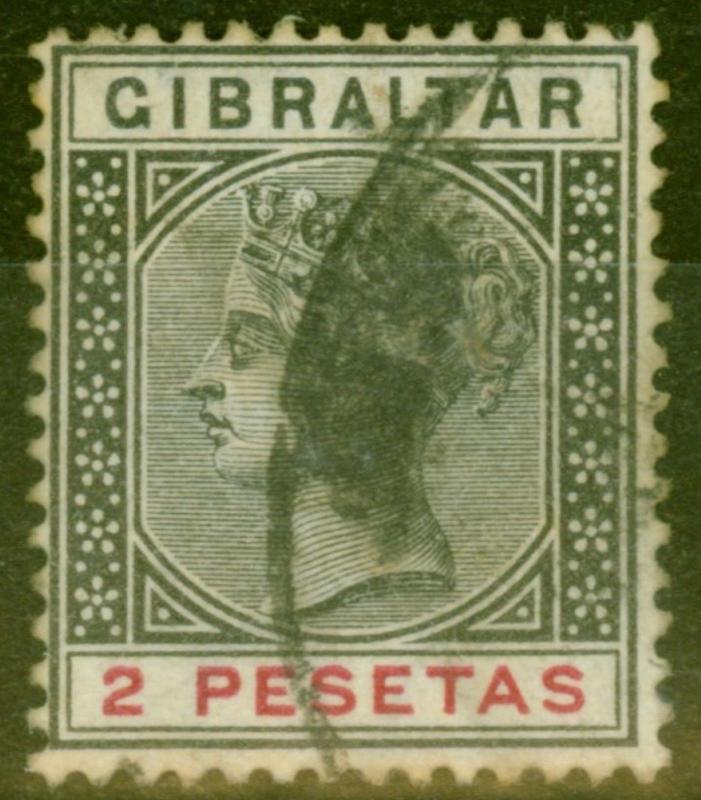 Gibraltar 1896 2p Black & Carmine SG32 Fine Used 